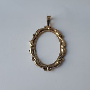 14k solid gold pendant mounting cast for Cabochon Or Cameo